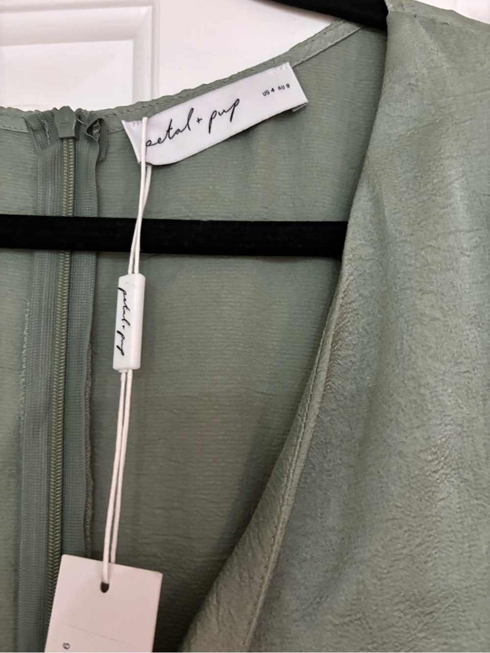 Petal & Pup Sage Green Tie-Front Midi Dress - Picture 4 of 7